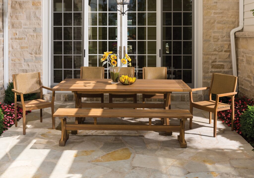 Teak Trestle Dining by Lloyd Flanders