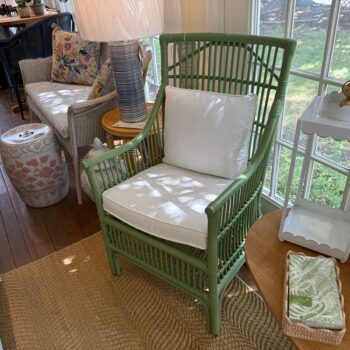 Set of two Green Rattan Arm Chairs by Jeffan